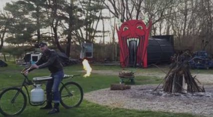 How to Properly Start a Bonfire With a Flame Throwing Bike!