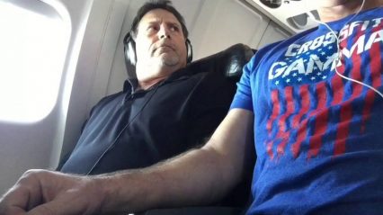 Man in Airplane Reclaiming the Armrest From an Armrest Hogger! Classic Reaction!