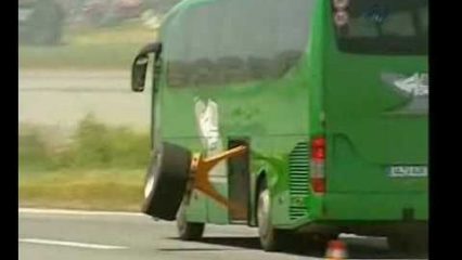 Bus demonstrates safety wheel test