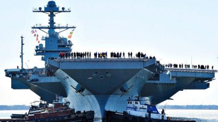 New $13 Billion Aircraft Carrier USS Gerald R. Ford Moves On Own Power For The First Time