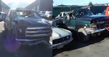 Aluminum Ford F150 Roll Over vs Chevy Roll Over