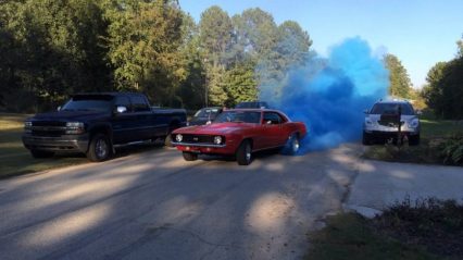 1969 Camaro SS Baby Gender Reveal Burnout… The Best Way to do it!