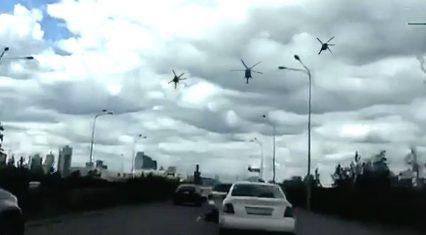 Platoon of Helicopters Fly Over The City Then All Hell Breaks Loose!