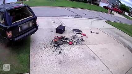 Driver Tries to J-Turn, Rolls Over Range Rover in his Own Driveway