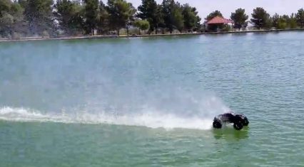 This RC Car Has the Hydroplaning Game Down! RC Truck Runs Across Water!