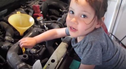 Little Girl Changes Oil on a Car All By Herself!