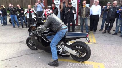 Jay Leno and his Jet Bike at the Rock Store on Mulholland