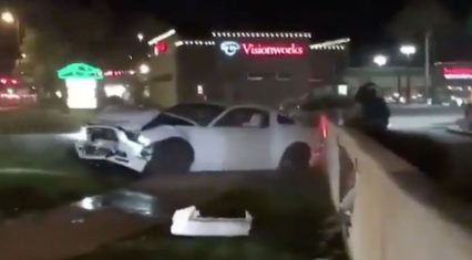 Two Mustangs Crash at The Same Time Leaving a Car Meet…