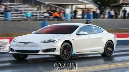 Muscle Cars Struggle to Take Down Tesla P100D at the Dragstrip