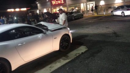 Mustang GT Spontaneously Combusts at Gas Pump… Nitrous Backfire!