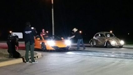 Street Outlaws AZN in the Dung Beetle vs McLaren on the Street!