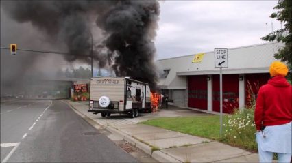 Truck On Fire Drives to Fire Station… But There’s Nobody Home.