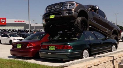 Nissan’s Newest Big Boy Truck is No Joke… Crushes Two Cars With Ease!