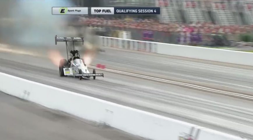 Top Fuel Car EXPLODES, and Almost Takes People out with Flying Parts