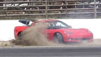 Chevy Corvette Slams into the Wall at the Spectator Drags