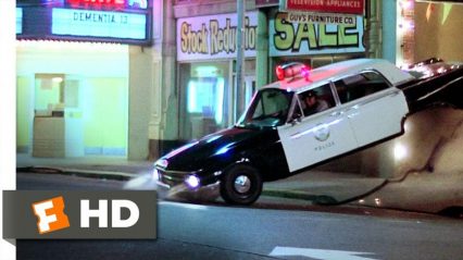 Classic Movie Scene, American Graffiti Police Car Gets Rear End Ejected!