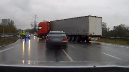 Crazed BMW Driver Runs From Police – Stopped By SEMI Truck Road Block