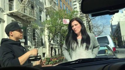 ‘Crazy’ woman Hits Car Repeatedly in Creepy Road Rage Display