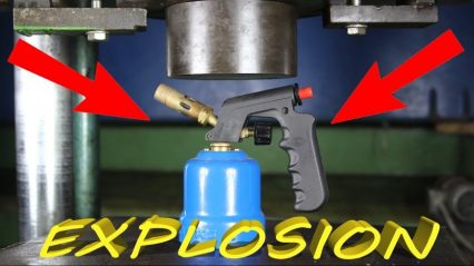 WARNING: Never Try to Crush a GAS TORCH in a 500 Ton Hydraulic Press!