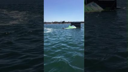 Jetboarder Rescues Flipped Over Catamaran