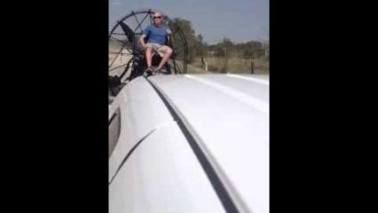 Redneck Engineering At It’s Finest, Truck Pushed By AIRBOAT!