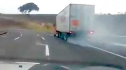 This Runaway SEMI Truck Being Escorted by Police Looks Terrifying!