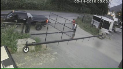 Two Thieves Struggle to Steal Trailer in Silverado Dually… Caught Red Handed on Camera!