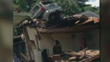 Car Crashes Onto The Roof of a St. Louis Home