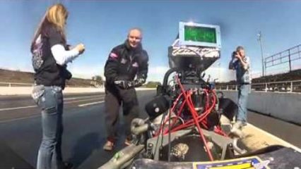 Drag Racer Pretends his Car is Broken, Pulls Out a Ring and Proposes on Track