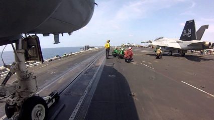 First Person View of a Fighter Jet Catapult Launch From an Aircraft Carrier!