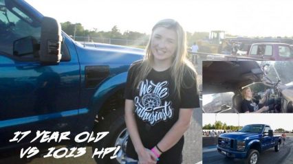 17 Year Old And Her 1013HP Diesel Ford Truck Kicking Ass On The Track!