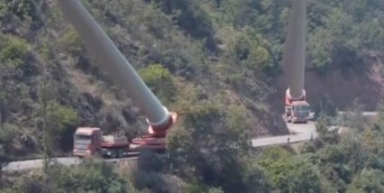 Getting Wind Turbine Blades to the Top of a Mountain is Not Easy!
