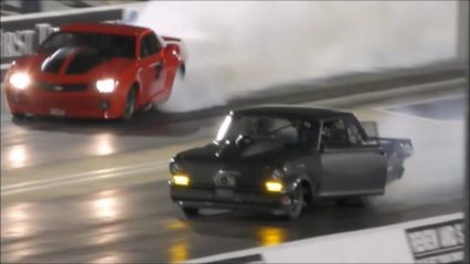 Daddy Dave in Goliath 2.0 vs Fireball Camaro at the Bristol 100k no prep race 🎥