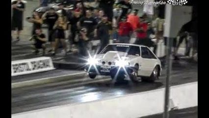 Death Trap Chuck vs Larry Baker’s TT Impala at Bristol’s 100k race