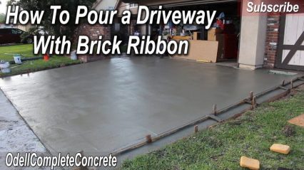 🎥 How to Pour a Concrete Driveway with Brick Ribbon Sides DIY