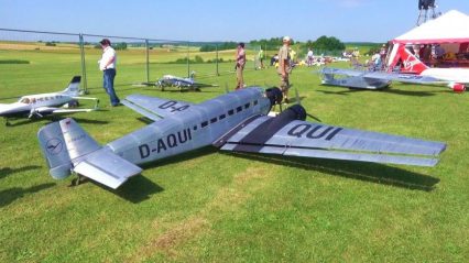 Huge RC Powered JU-52 Plane Crashes Into Parked Cars!