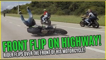 Motorcycle Crash – Rider Flips Over Front of Motorcycle and Goes Tumbling!