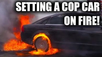 Nobody Was Ready When This Cop Car Burnout Erupted in a Big Old Ball of Flames! 🎥