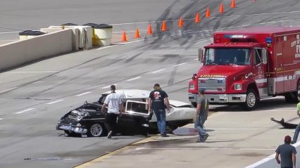 🎥 Real Bad 1955 Chevy Crash… Driver Walks Away After Being Nearly Ejected!