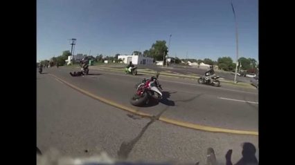 Watch Out For That Bike… Motorcyclist Gets Hit Right After He Wrecks Himself