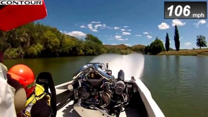 Waterskiing Behind a Boat Going 135MPH… These Guys Are Nuts!