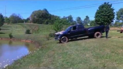 You Know You’re Having a Bad Day When your Truck Ends Up in a Pond Twice