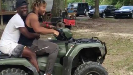 LSU Star Derrius Guice Almost Flips ATV… That Could Have Ended Badly