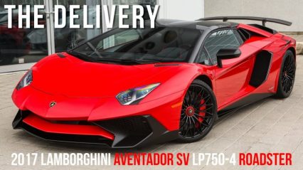 Delivering a 2017 Lamborghini Aventador SV LP750-4 Roadster in Rosso Mars