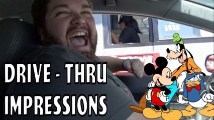 Drive-Thru Impersonator Does Perfect Mickey Mouse, Donald Duck, and Goofy, Workers React Perfectly