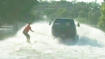 Massive Diesel Trucks vs Hurricane Harvey, Houston Texas