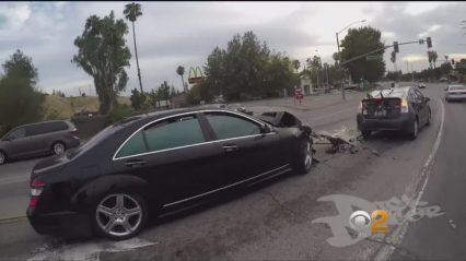 Motorcyclist Records Himself Following Erratic Hit-And-Run Driver!