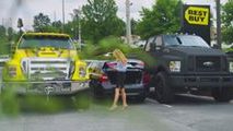 Two Truck Owners Try And Prank This Lady By Blocking In Her Car, But Who’s Laughing Now!