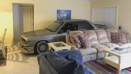 Car-Obsessed Man Parks Vehicle In Living Room During Hurricane
