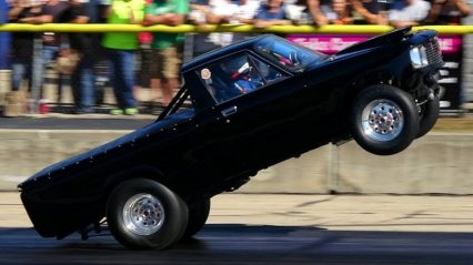 Chevy Luv Truck Pulling a Massive Wheelie at Byron Wheelie Contest!